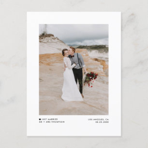 Postal De Anuncios Minimalista moderno negro recién casado Boda de fo