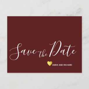 Postal De Anuncios minimalista Salven la fecha boda burgundy
