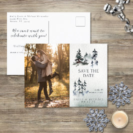 Postal De Anuncios Minimalista Verde de Montaña Evergreen Azul Pizarr