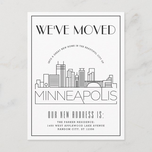 Postal De Anuncios Minneapolis Modern Deco | Cambio de Dirección (Anverso)