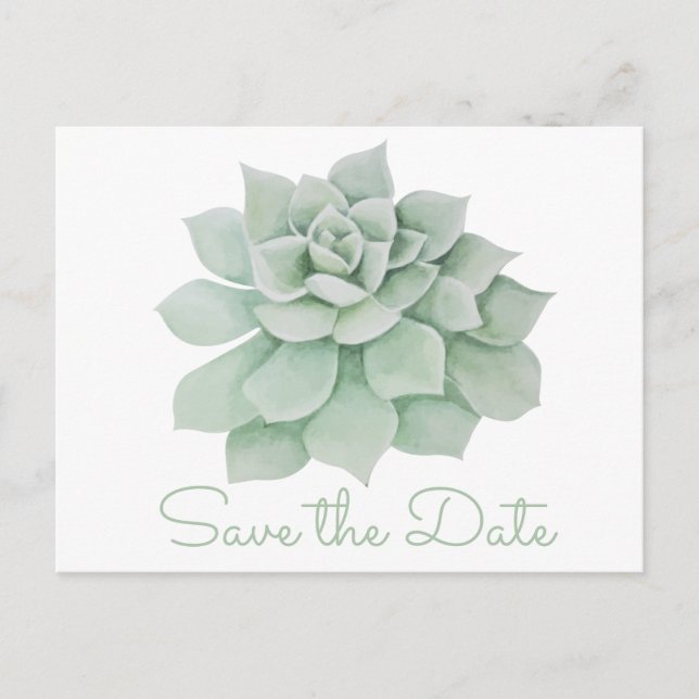 Postal De Anuncios Mint Green Save The Date Succuls Boda (Anverso)
