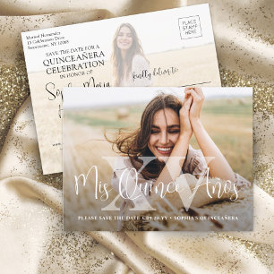 Postal De Anuncios Mis XV Años Foto Moderna Quinceañera Salven la Fec