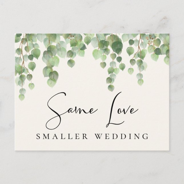 Postal De Anuncios Mismo amor Boda menor Eucalyptus Greeneration (Anverso)