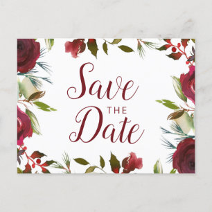 Postal De Anuncios Mistletoe Manor Acuarela Invierno Save the Date