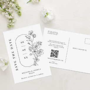 Postal De Anuncios Moda Boda de flores blancas y negras Guardar la fe