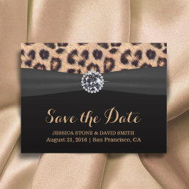Postal De Anuncios Moda Brillante Boda de Leopardo de los Diamantes S