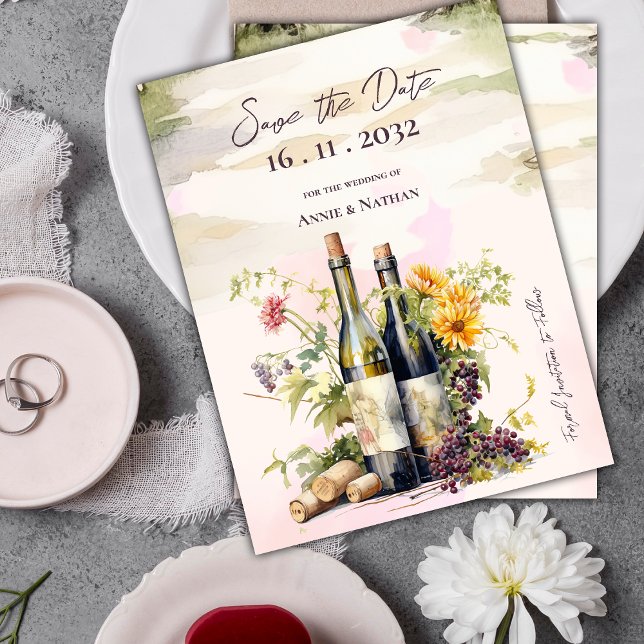 Postal De Anuncios Moda de  de invierno rústica Boda inspirado en la  (Rustic Winery Chic Grapevine-Inspired Wedding Announcement Postcard)