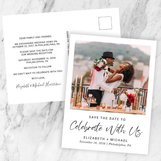 Postal De Anuncios Moda Foto Boda Recepción Guardar La Fecha (Subido por el creador)
