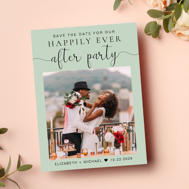 Postal De Anuncios Moda Foto Recepción de boda Guardar la fecha (A stylish save the date announcement for a reception to celebrate your elopement or private wedding)