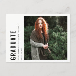 POSTAL DE ANUNCIOS MODA MODERNA MÍNIMA PERSONALIZADO DE LA FOTO GRADU