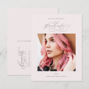 Postal De Anuncios Moda Rubor Script One Photo Graduation Party