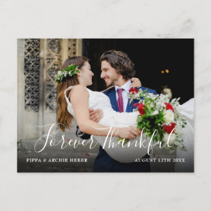 Postal De Anuncios Moda Script Boda Foto Moderno Simple Gracias