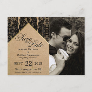 Postal De Anuncios Moda y elegante encaje negro, oro y papel reciclad