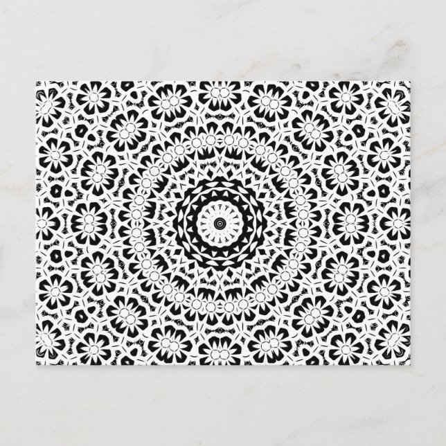 Postal De Anuncios Modelo blanco y negro II del caleidoscopio (Anverso)