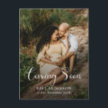 Postal De Anuncios Modern Coming Soon Baby Photo Pregnancy<br><div class="desc">Announce your little one’s arrival in style with this modern Coming Soon baby announcement postcard. Featuring space for a cherished ultrasound or maternity photo,  sleek typography,  and a clean,  elegant layout,  it’s the perfect way to share your joyful news with loved ones. Ideal for mailing to family and friends.</div>