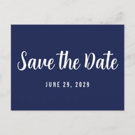 Postal De Anuncios Modern Navy Blue Save The Date Postcard