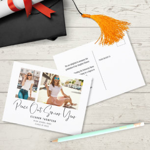 Postal De Anuncios Modern Peace Out 2 Photo Script 2022 Graduación Y