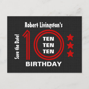 Postal De Anuncios Modern Save the Date 10th Birthday Party V01D