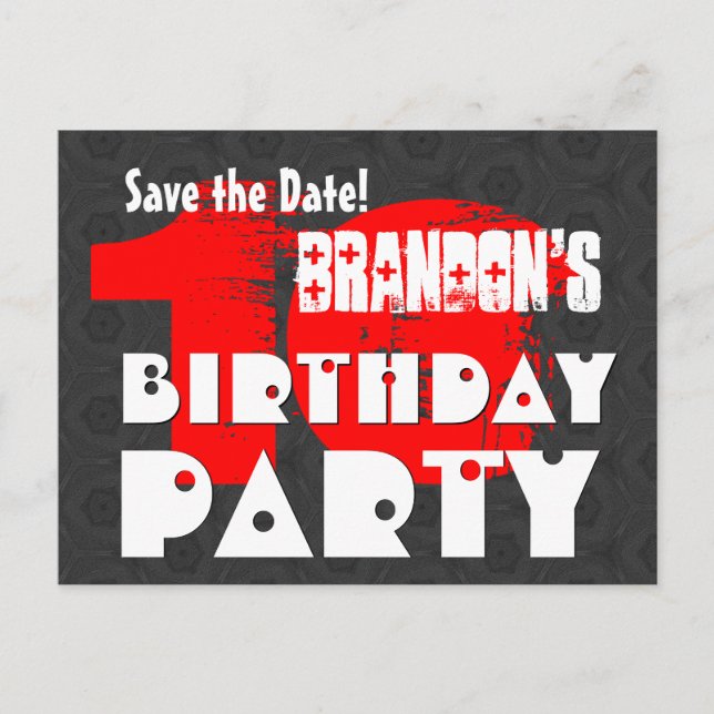 Postal De Anuncios Modern Save the Date 10th Birthday Party W01F (Anverso)