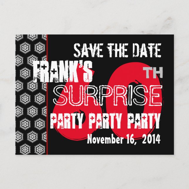 Postal De Anuncios Modern Save the Date 60th SURPRISE Birthday R201 (Anverso)