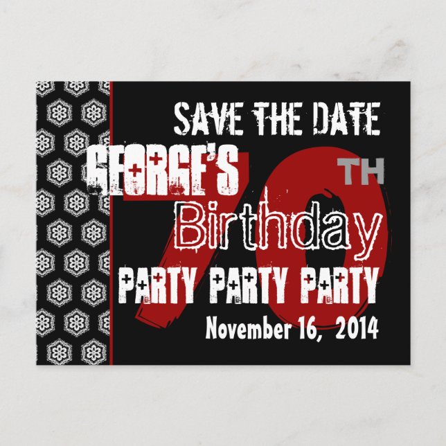 Postal De Anuncios Modern Save the Date 70th Birthday Party R201 (Anverso)