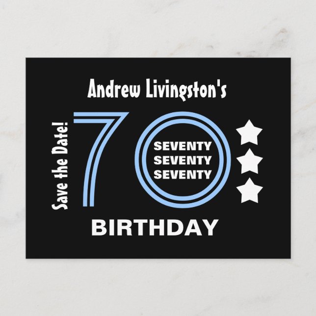 Postal De Anuncios Modern Save the Date 70th Birthday Party V70A (Anverso)