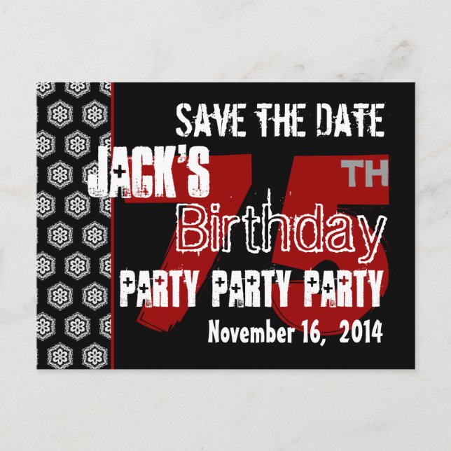 Postal De Anuncios Modern Save the Date 75th Birthday Party R202 (Anverso)
