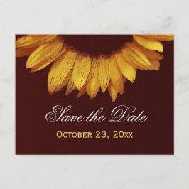 Postal De Anuncios Modern Save the Date Gold Colored Sunflower v6