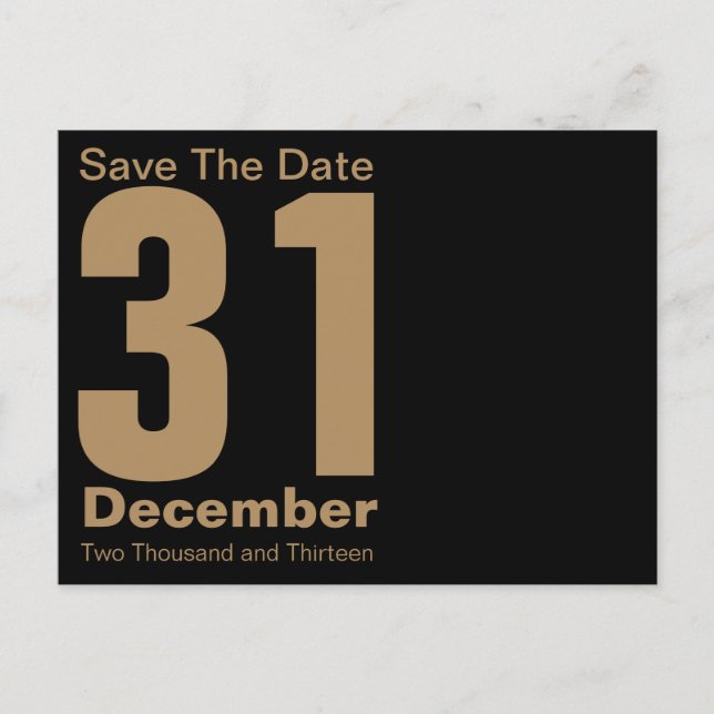 Postal De Anuncios Modern Save The Date Postcard Gold (Anverso)