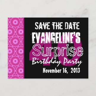 Postal De Anuncios Modern Save the Date Surprise 40th Fiesta PinkW174