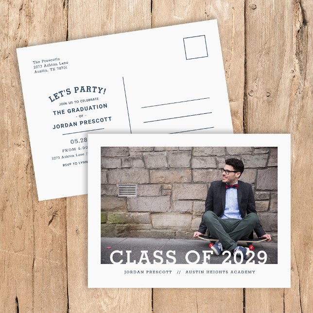 Postal De Anuncios Modern Typography Photo Overlay Graduation Party (Subido por el creador)