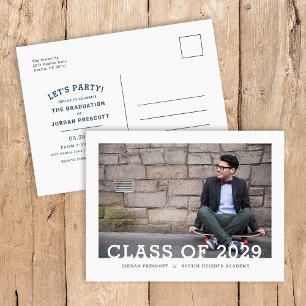 Postal De Anuncios Modern Typography Photo Overlay Graduation Party