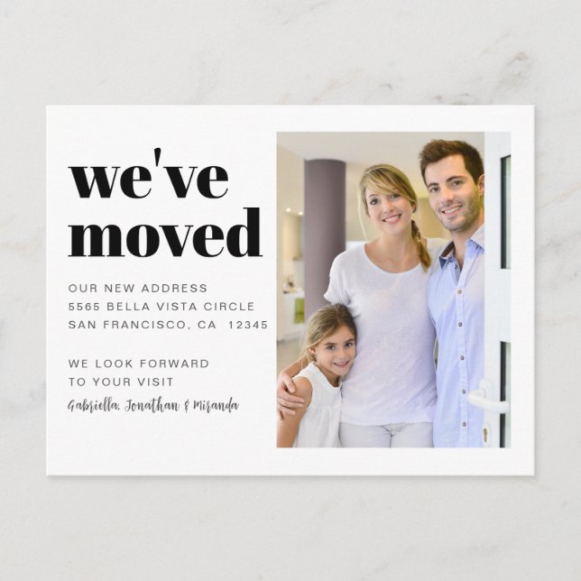 Postal De Anuncios Modern Weve Moved Photo Moving (Anverso)
