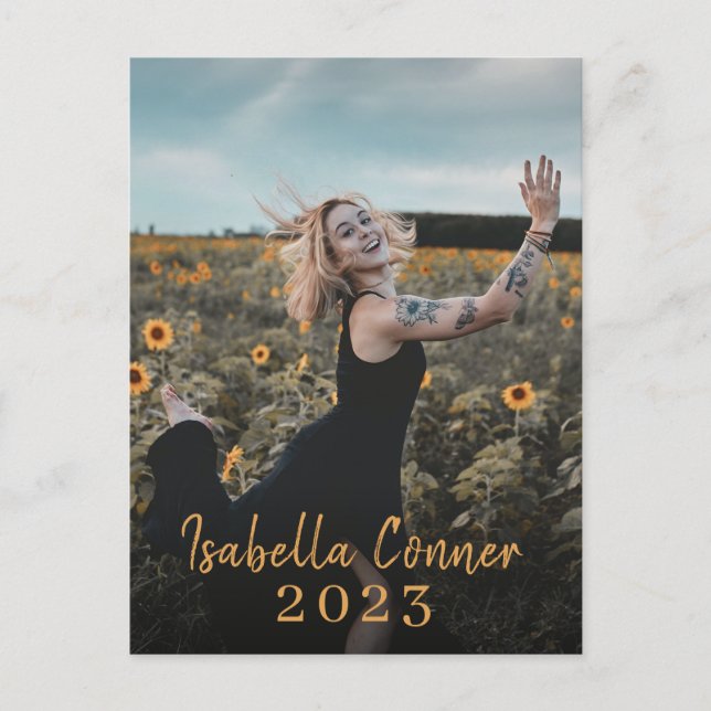 Postal De Anuncios Moderna Clase De Graduación De Foto De La Invitaci (Anverso)