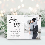 Postal De Anuncios Moderna foto de Boda blanco y negro salva la fecha<br><div class="desc">Boda simple y moderna Ahorra la postal de la foto de la fecha.</div>