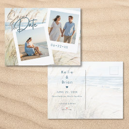 Postal De Anuncios Moderna Foto de Boda de Playa con Acuarela junto a