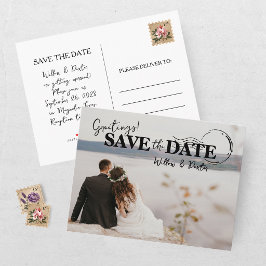 Postal De Anuncios Moderna Foto de Boda para Guardar la Fecha