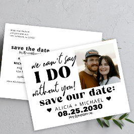 Postal De Anuncios moderna foto divertida casual boda guardar la fech