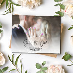 Postal De Anuncios Moderna secuencia de fotos Boda presupuestal Guard<br><div class="desc">Ahorre las tarjetas postales de fecha que son perfectas para pedir a la familia y amigos que guarden la fecha para su boda. Personalizar el principio con tu foto y agrega los detalles de tu boda a la plantilla.</div>