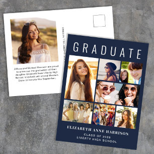Postal De Anuncios Moderno 8 Graduación de foto azul