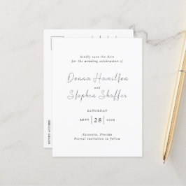 Postal De Anuncios Moderno Ahorro de Fecha de Boda en Blanco y Negro