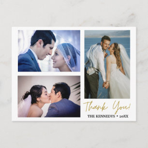 Postal De Anuncios Moderno Boda de 3 Collages de fotos Gracias