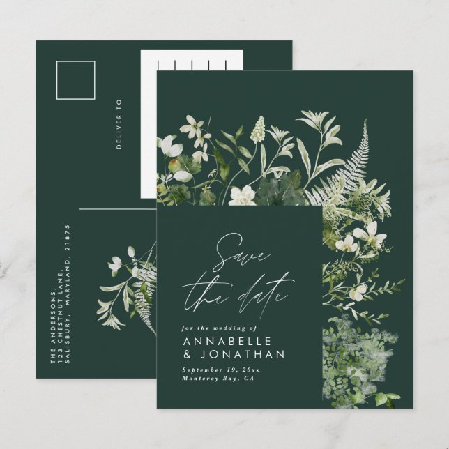 Postal De Anuncios Moderno eucalipto rústico botánico elegante verde  (Anverso / Reverso)