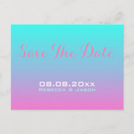 Postal De Anuncios moderno guardar la fecha de boda rosa turquesa omb