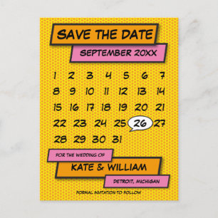 Postal De Anuncios Moderno Libro De Cómic De Fun Calendario Guarde La