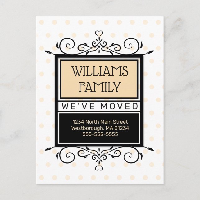 Postal De Anuncios Moderno Rubor hemos movido el Rótulo familiar (Anverso)