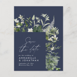 Postal De Anuncios Moderno rústico eucalipto botánico elegante azul