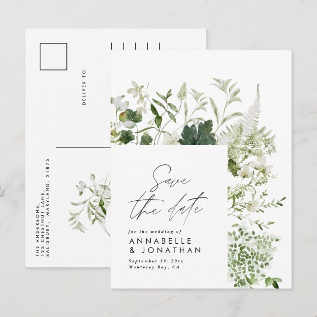 Postal De Anuncios Moderno rústico eucalipto botánico elegante verde (Anverso / Reverso)