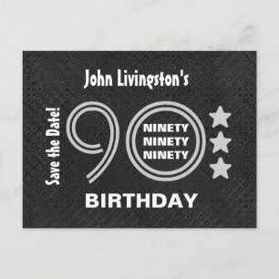 Postal De Anuncios Moderno Save the Date Cumpleaños 90 V90F