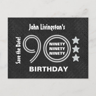 Postal De Anuncios Moderno Save the Date Cumpleaños 90 V90F